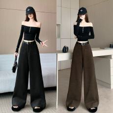 批发复古毛呢保暖<b class='q'>阔腿裤女</b>2025秋冬新款<b class='q'>高腰</b>宽松显瘦时尚休闲拖地裤潮