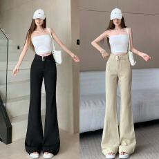 批发复古<b class='q'>气质</b>卡色微喇<b class='q'>裤</b>女2026春夏新款百搭高腰显瘦垂感直筒喇<b class='q'>裤</b>潮