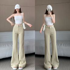 批发复古<b class='q'>气质</b>卡色微喇<b class='q'>裤</b>女2026春夏新款百搭高腰显瘦垂感直筒喇<b class='q'>裤</b>潮