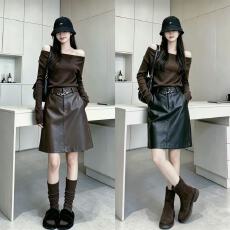 批发<b class='q'>时尚</b>复古咖色PU半身皮裙女2026秋季新款<b class='q'>时尚</b>百搭气质高腰显瘦中裙