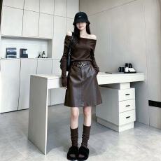 批发<b class='q'>时尚</b>复古咖色PU半身皮裙女2026秋季新款<b class='q'>时尚</b>百搭气质高腰显瘦中裙
