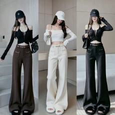 批发高级感米色羊绒微喇裤女2026秋季新款<b class='q'>高腰</b>显瘦时尚百搭休闲拖地裤