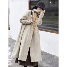 批发纯棉灯芯绒2025秋冬装新款风衣中长款外套女大衣