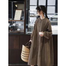 批发日系女装<b class='q'>娃娃</b><b class='q'>裙</b>森系灯芯绒连衣<b class='q'>裙</b>文艺复古森女风花边压褶秋季<b class='q'>裙</b>子