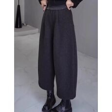 批发毛呢休闲裤女秋冬新款大码梨形身材显瘦高腰九分奶奶裤