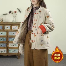 批发冬季新款复古休闲百搭寓意中式国风盘扣夹棉<b class='q'>外套</b>女