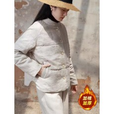 批发原生单雨露纹路汉麻棉服文艺复古冬季<b class='q'>外套</b>女