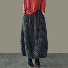 批发加厚 秋冬复古<b class='q'>棉麻</b>夹棉<b class='q'>半身裙</b>松紧腰显瘦裙中长款棉裙