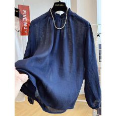 批发春季木耳边领<b class='q'>长袖</b><b class='q'>衬衫</b>女薄法式小衫气质上衣