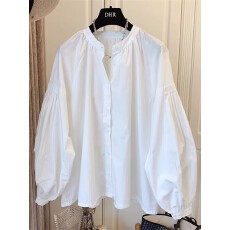 批发春季<b class='q'>外贸</b>春秋褶皱泡泡袖宽松<b class='q'>衬衫</b>娃娃衫上衣女