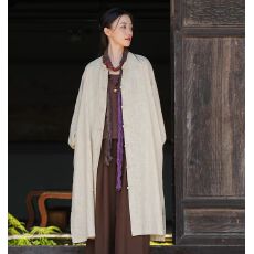 批发<b class='q'>春</b>季亚麻中长款佛系禅意外套宽松大码棉麻开衫上衣