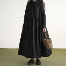 批发春季花边领长袖<b class='q'>连衣裙</b>女新款显瘦<b class='q'>文艺</b>风长裙子