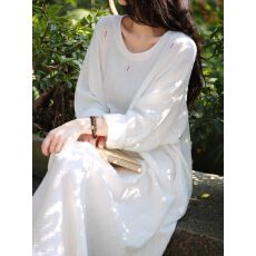 批发理感<b class='q'>纯棉</b>长袖宽松禅意长袍透气茶服长款<b class='q'>连衣裙</b>大