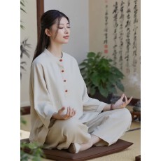 批发春季禅服棉麻盘扣居士服秋季中国风佛系禅意素衣女新中式