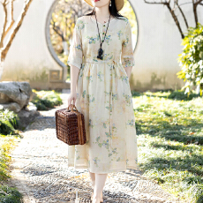 批发春季连衣裙女新款收腰气质优雅长裙