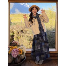 批发夏季复古亚麻裙<b class='q'>棉麻</b>中长裙<b class='q'>半身裙</b>子印花松紧腰半裙