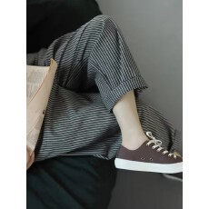 批发<b class='q'>棉麻</b> 怀旧条纹宽松长<b class='q'>裤</b>