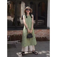 批发条纹碎花出片无袖<b class='q'>连衣裙</b>旅行条纹<b class='q'>连衣裙</b>