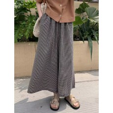 批发韩系复古格子裙裤女春秋胖mm新款宽松显瘦慵懒垂坠感小个子<b class='q'>九分</b>裤