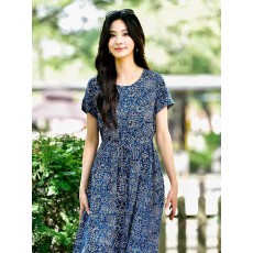 批发新款时尚棉绸<b class='q'>连衣裙</b>女修身显瘦<b class='q'>人造棉</b>旅游度假长款裙子