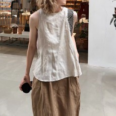 批发春夏新女 <b class='q'>韩国</b>单 立体剪裁 设计感大码显瘦复古亚麻无袖衬衫背心