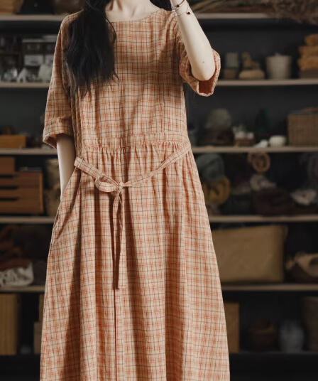 졸졸 흐르는 무형 ~ 중 시 체크무늬 이후 부서 버클 루즈핏 드레스