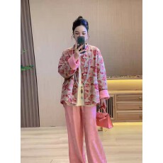批发新中式<b class='q'>女装</b>国风盘扣上衣粉色夹棉外套棉衣棉服秋冬新款爆款