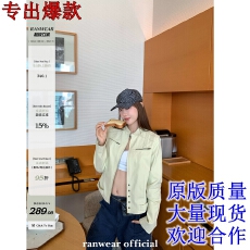 批发2024年秋冬季新款美式复古长袖牛仔短外套女宽松休闲工装夹克上衣