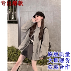 批发里斯本韩系早秋新款高级宽松廓型抽绳收腰风衣外套女上衣