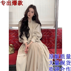 批发ICELOLLY巨好看风衣女2025新款中长款外套高个子亚麻大衣早秋穿搭