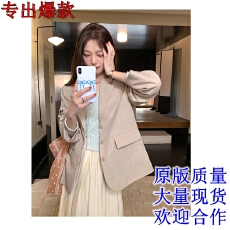 批发西西里安 春日开场白~杂色花纱后开扣西装外套女小个子休闲西服