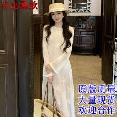 批发KUN缪斯印记气质夺人 定染网底<b class='q'>绣花</b>微收腰长袖换季bi穿<b class='q'>连衣裙</b>