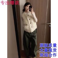 批发皮毛一体双面穿无袖马甲外套女秋<b class='q'>冬</b>加厚叠穿保暖马夹背心坎肩上衣