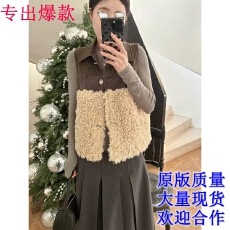 批发马甲时髦<b class='q'>百搭</b>无袖上衣 毛毛背心马甲秋冬保暖夹棉外穿冬afm定制
