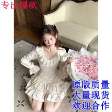 批发Q女家 10/31 萘莉绘纱子/宫廷千金磨毛可拆<b class='q'>蝴蝶结</b>收腰蛋糕<b class='q'>连衣裙</b>