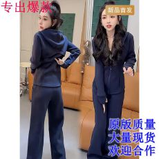 批发休闲<b class='q'>运动服</b>套装女2025秋冬新款宽松<b class='q'>大码</b>连帽卫衣宽松阔腿裤两件套
