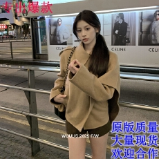 批发Wuuus格蕾丝秋冬氛围 自带披肩双面呢羊毛外套<b class='q'>女</b>黑色短款<b class='q'>大</b>衣