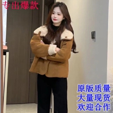 批发两面穿新款百搭外套冬季加绒加厚毛毛外套