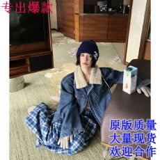 批发DULA好好家 布鲁斯腔调/毛毛领加绒保暖宽松休闲<b class='q'>牛仔</b>夹克<b class='q'>外套</b>女冬