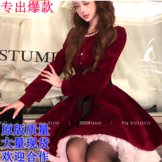 批发Lazy Didi珍珠星夜 定制亮闪丝绒多层纱摆连衣裙千金钉珠蓬蓬裙