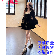 批发衣只小鹿原创女装法式复古宫廷风连衣裙女<b class='q'>秋</b>冬新款高级感丝绒裙