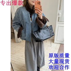 批发水貂毛拼接牛仔外套女2025年<b class='q'>冬</b>季新款韩版保暖百搭显瘦夹克上衣潮