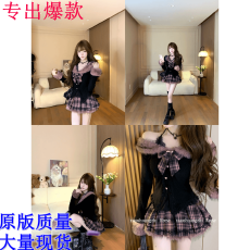 批发瑞茜·威瑟斯 爽Q学姐 日系甜辣辣风格子上衣格子短裙