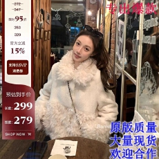批发板栗可可Bankelili'绒绒奶糕'羊羔毛环葆毛加厚保暖外套长/短款女