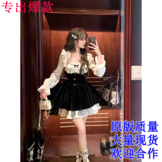 批发一个叁古堡千金 法式少女<b class='q'>连衣裙</b><b class='q'>波点</b>高级千金假两件