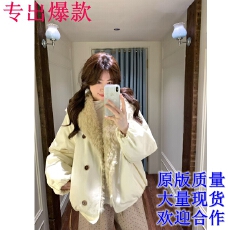 批发PtonUmi 初雪夕暮 <b class='q'>大</b>翻领毛领花苞棉服<b class='q'>女</b>冬巨好看的初冬<b class='q'>外套</b>厚款