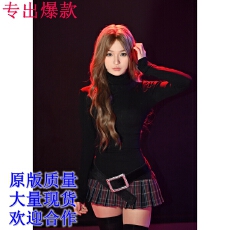 批发秋季<b class='q'>欧美</b>纯欲风女士长袖套装短裙高领打底＋格纹半裙套装