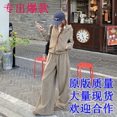 批发韩系休闲运动服套<b class='q'>装</b><b class='q'>女</b>秋冬季小众宽松连帽卫衣时尚阔腿裤<b class='q'>两件</b>套潮