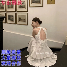 批发板栗可可1.20/20点'华尔兹舞会'挂脖收腰露背公主多层连衣裙春夏