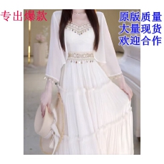 批发民族风温柔仙女气质吊带连衣裙女<b class='q'>宽松</b>防晒开衫披肩两件套